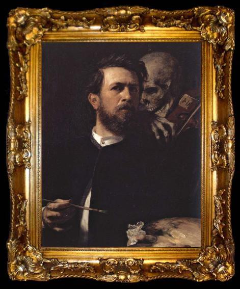 framed  Arnold Bocklin Self-Portrait with Death Playing the Violin, ta009-2